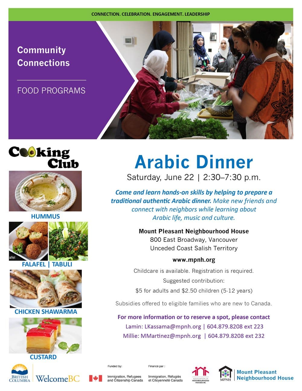 An image of the poster with event details, featuring a picture of people chopping vegetables together in the kitchen.