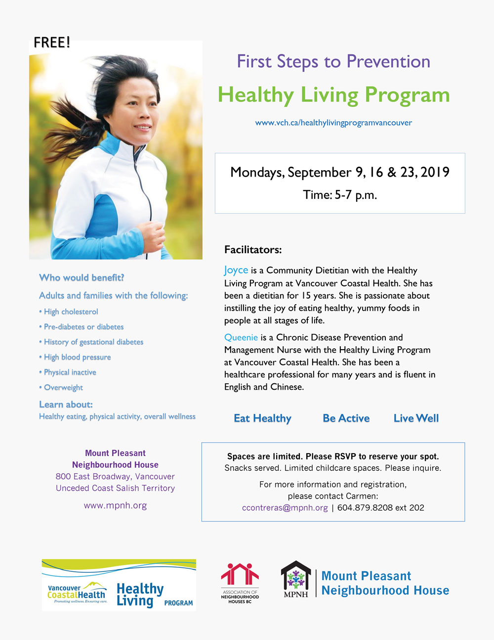 An image of the poster with program details, featuring a photo of a person jogging outdoors.