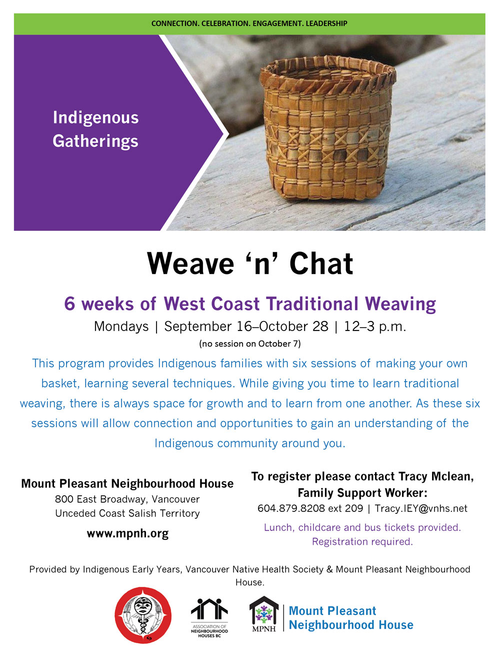 An image of the poster with event details, featuring a photo of a West Coast woven basket.