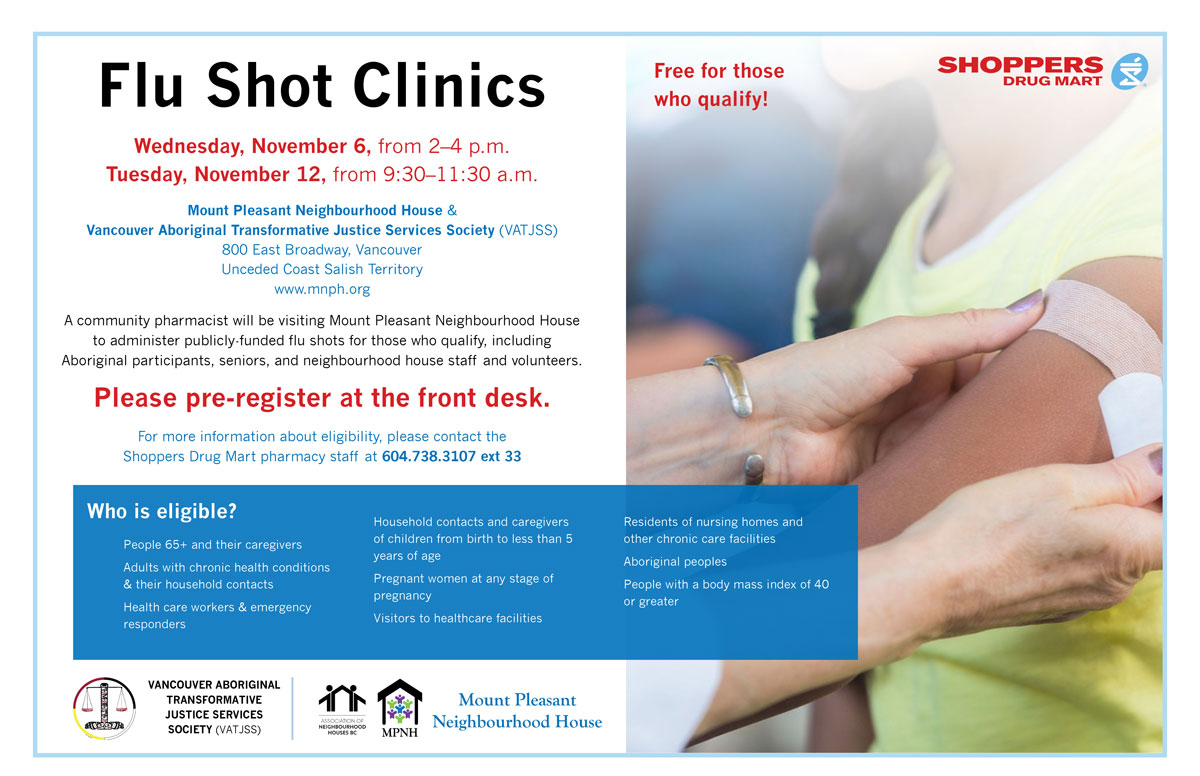 An image of the poster with event details, featuring a photo of a pharmacist applying a bandage to a patient's arm.