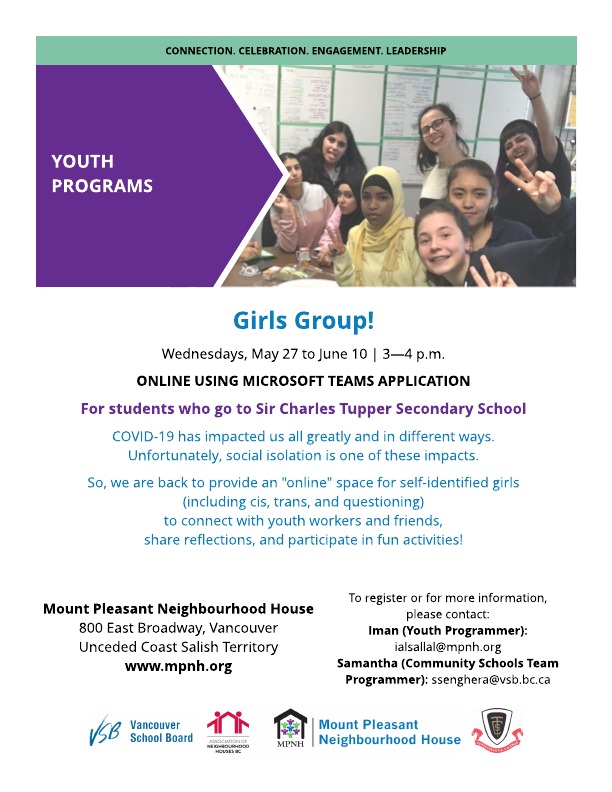 Poster for Girls Group for Sir Charles Tupper Secondary School
