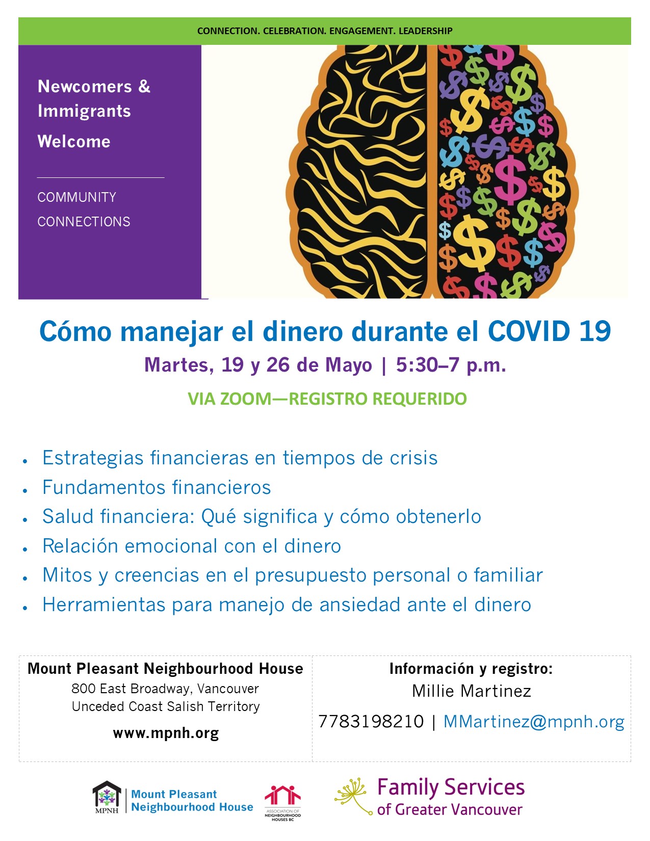 Poster for money skills during Covid-19 in Spanish workshop