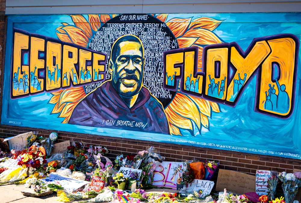 A graffiti memorial to George Floyd, who was killed in Minneapolis while being arrested on May 25, 2020.